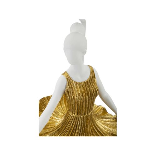 Lampe à Poser En Résine "dancer" 90cm Blanc et Or