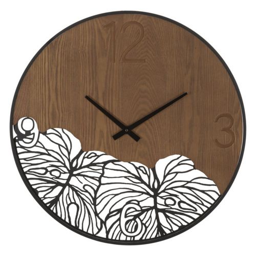 Horloge Murale Design "leaf" 60cm Marron et Noir