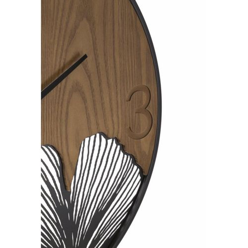 Horloge Murale Design "super Leaf" 60cm Marron et Noir