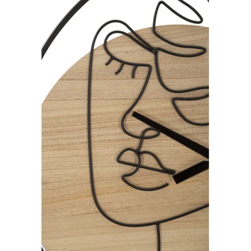 Horloge Murale En Métal "elegant" 60cm Naturel et Noir