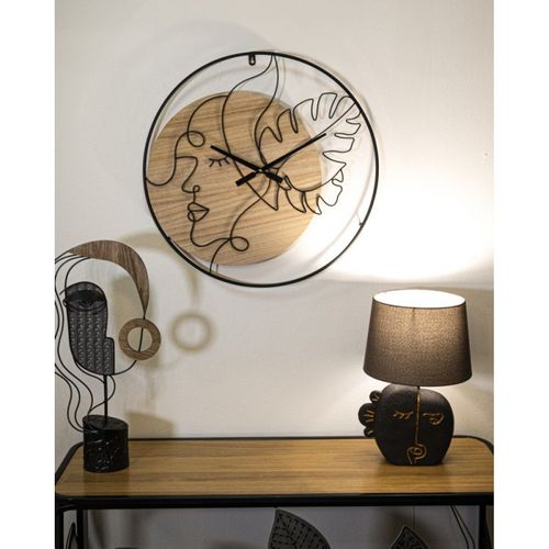 Horloge Murale En Métal "elegants" 60cm Naturel et Noir