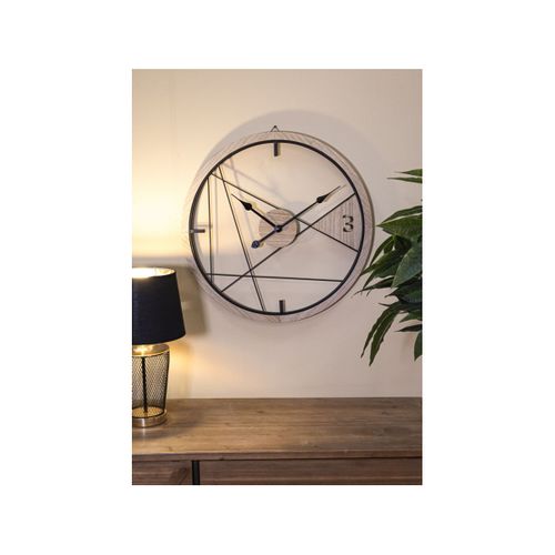 Horloge Murale En Métal "geometric" 60cm Naturel et Noir