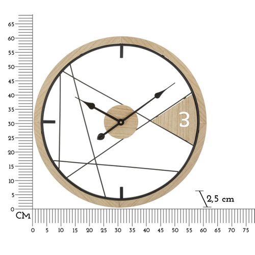 Horloge Murale En Métal "geometric" 60cm Naturel et Noir