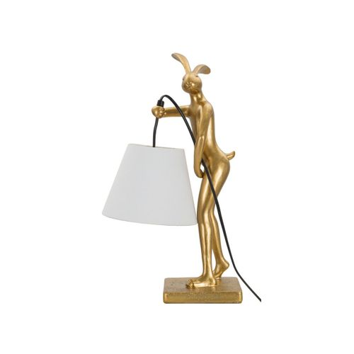 Lampe à Poser En Résine "lapin" 47cm Or et Blanc