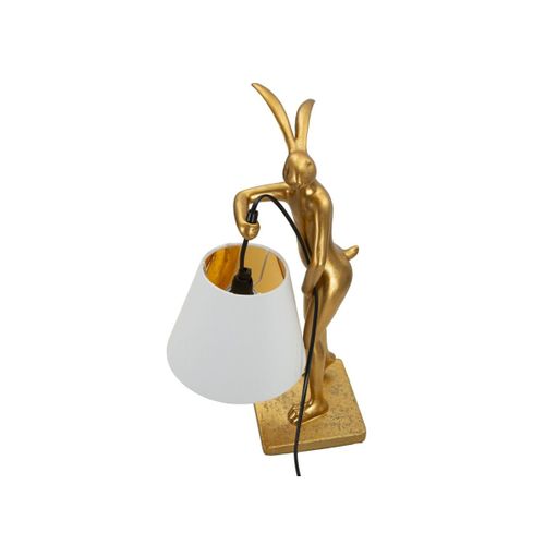 Lampe à Poser En Résine "lapin" 47cm Or et Blanc