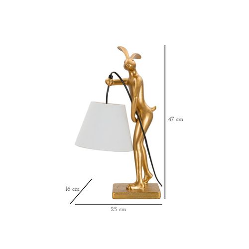 Lampe à Poser En Résine "lapin" 47cm Or et Blanc