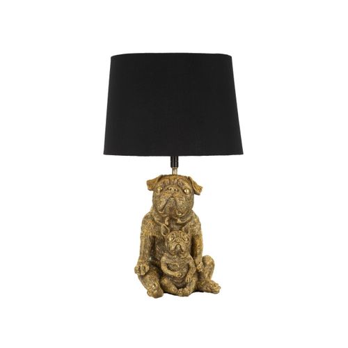 Lampe à Poser En Résine "chiens" 43cm Or et Noir