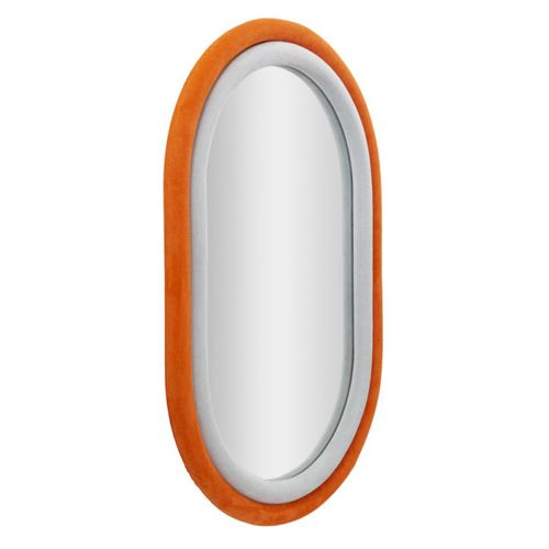 Miroir Mural En Velours "anthony" 90cm Gris et Orange