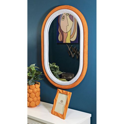 Miroir Mural En Velours "anthony" 90cm Gris et Orange