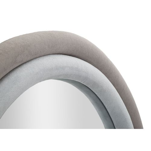 Miroir Mural En Velours "anthony" 90cm Gris et Taupe