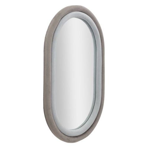 Miroir Mural En Velours "anthony" 90cm Gris et Taupe