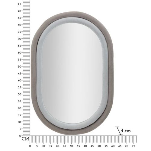 Miroir Mural En Velours "anthony" 90cm Gris et Taupe