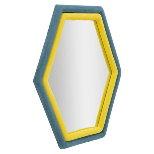 Miroir Mural En Velours "tony" 80cm Bleu et Jaune