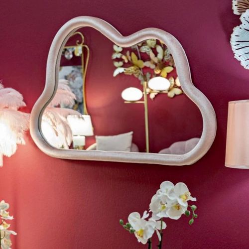 Miroir Mural En Velours "cloud" 90cm Rose