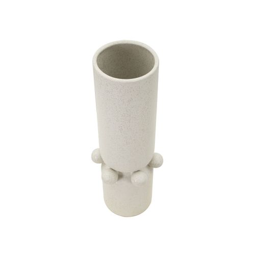 Vase Cylindrique En Céramique "bubbles" 41cm Crème