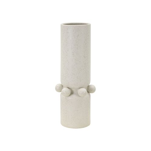 Vase Cylindrique En Céramique "bubbles" 41cm Crème