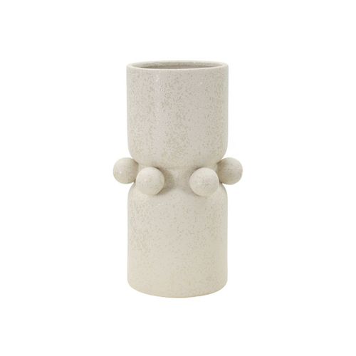 Vase Cylindrique En Céramique "bubbles" 28cm Crème