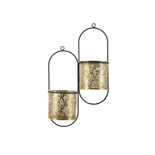 Lot De 2 Cache-pots Muraux "hong" 48cm Doré