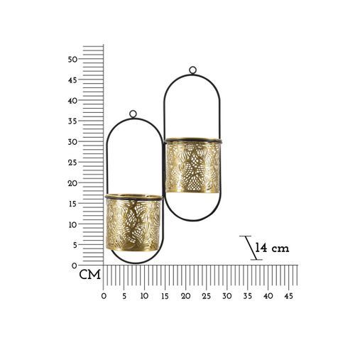 Lot De 2 Cache-pots Muraux "hong" 48cm Doré