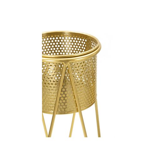 Lot De 2 Cache-pots Sur Pieds "iva" 46cm Doré