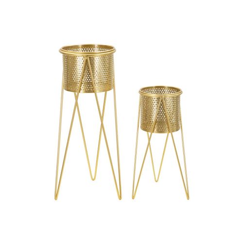 Lot De 2 Cache-pots Sur Pieds "iva" 46cm Doré