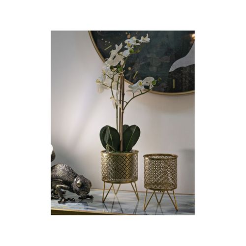 Lot De 2 Cache-pots Design "ceci" 20cm Doré