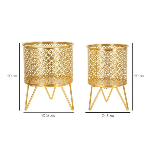 Lot De 2 Cache-pots Design "ceci" 20cm Doré