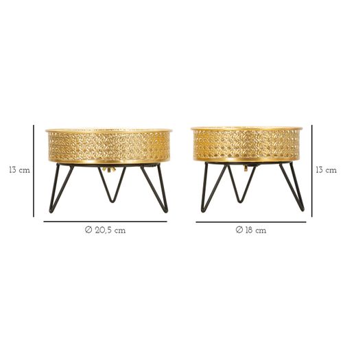 Lot De 2 Cache-pots Design "bossy" 20cm Doré