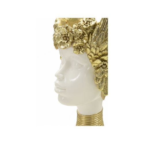 Statuette Buste Femme "athena" 38cm Blanc et Or