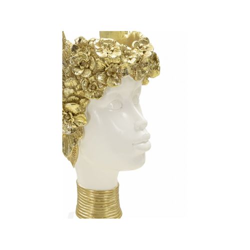 Statuette Buste Femme "athena" 32cm Blanc et Or