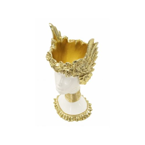 Statuette Buste Femme "athena" 32cm Blanc et Or