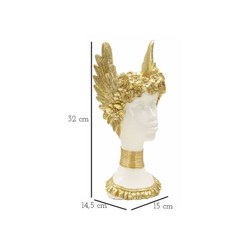 Statuette Buste Femme "athena" 32cm Blanc et Or