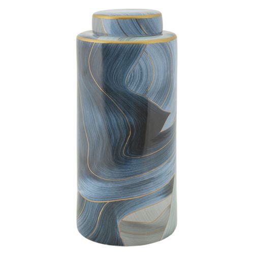 Vase Cylindrique En Céramique "elegant" 34cm Bleu