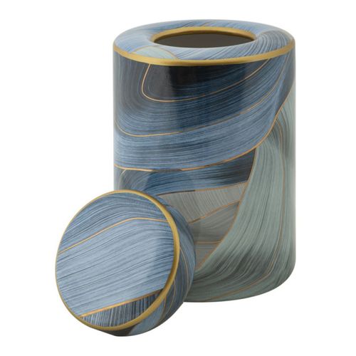 Vase Cylindrique En Céramique "elegant" 24cm Bleu