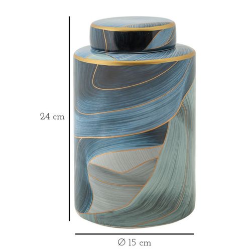Vase Cylindrique En Céramique "elegant" 24cm Bleu