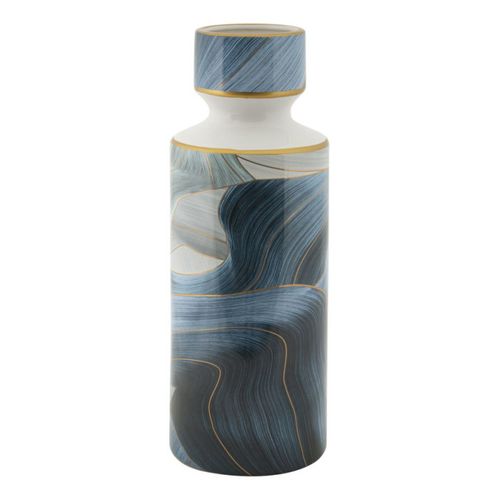 Vase Haut Cylindrique En Céramique "elegant" 40cm Bleu