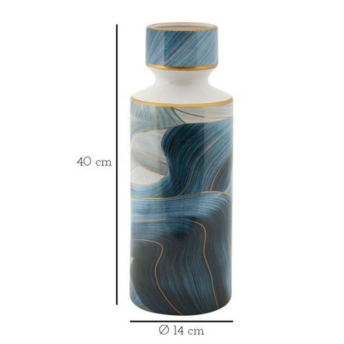 Vase Haut Cylindrique En Céramique "elegant" 40cm Bleu
