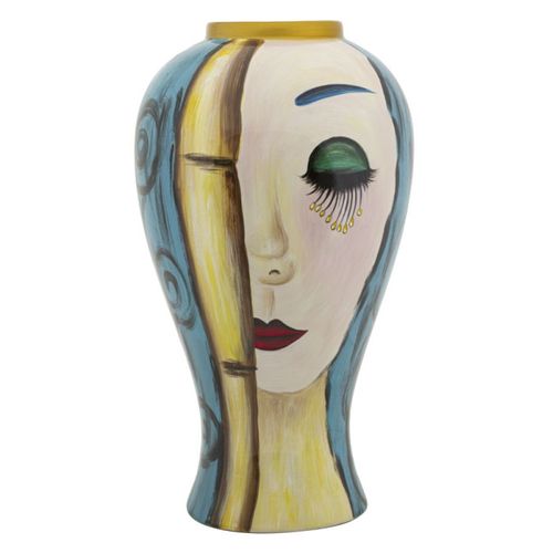 Vase Déco En Céramique "art Face" 50cm Multicolore