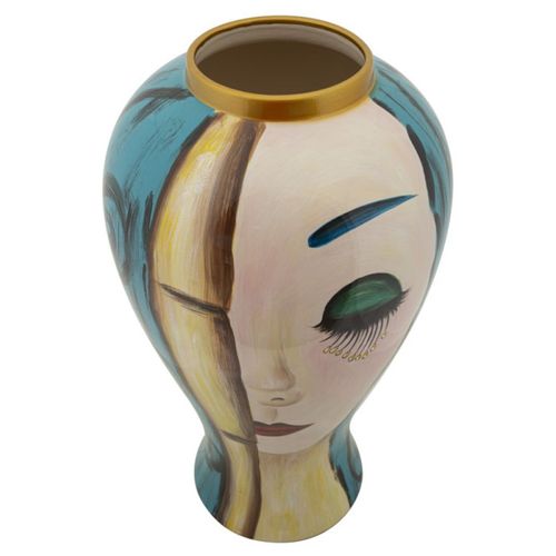 Vase Déco En Céramique "art Face" 50cm Multicolore