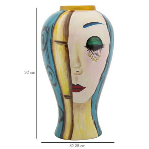Vase Déco En Céramique "art Face" 50cm Multicolore