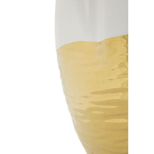 Vase Design En Céramique "lux" 25cm Blanc et Doré