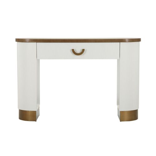 Console En Bois Avec 1 Tiroir "tolosa" 121cm Blanc et Naturel