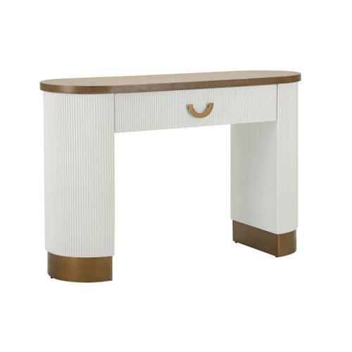 Console En Bois Avec 1 Tiroir "tolosa" 121cm Blanc et Naturel