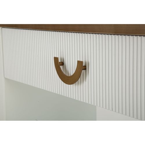 Console En Bois Avec 1 Tiroir "tolosa" 121cm Blanc et Naturel