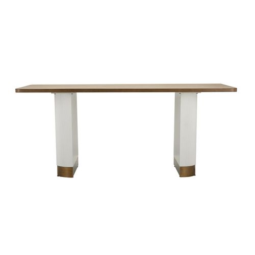 Table à Manger En Bois "tolosa" 180cm Blanc et Naturel