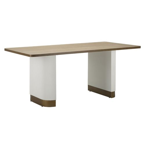 Table à Manger En Bois "tolosa" 180cm Blanc et Naturel