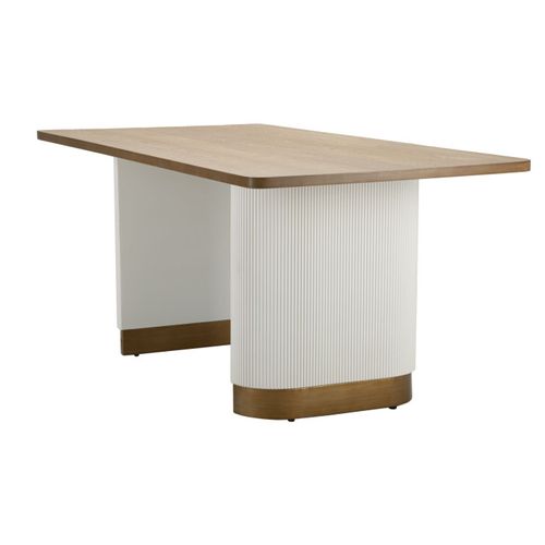 Table à Manger En Bois "tolosa" 180cm Blanc et Naturel