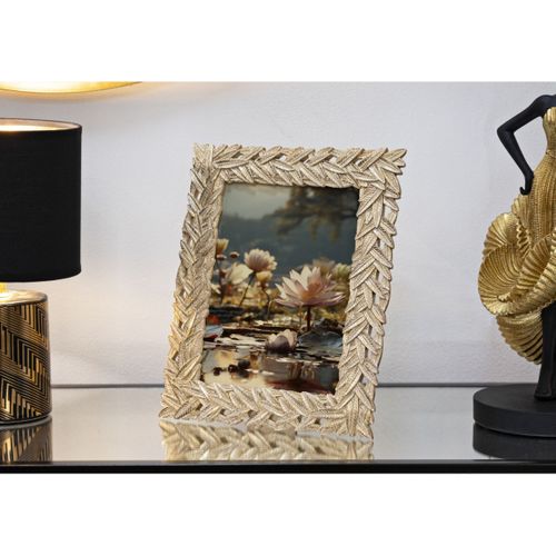 Cadre Photo Déco Feuilles "solis" 15x20cm Doré