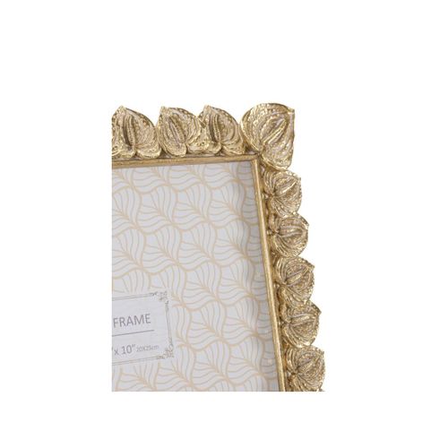 Cadre Photo Déco Pétales De Fleurs "anthurium" 20x25cm Doré