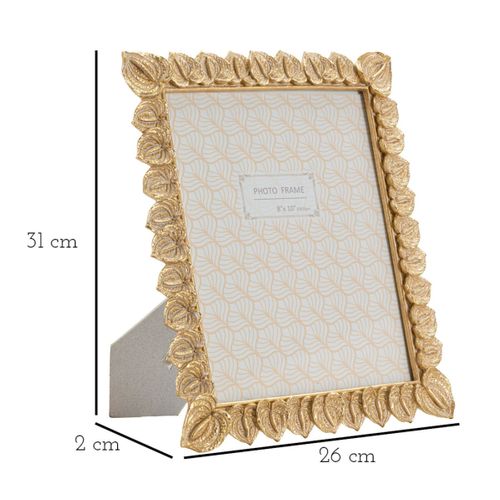 Cadre Photo Déco Pétales De Fleurs "anthurium" 20x25cm Doré